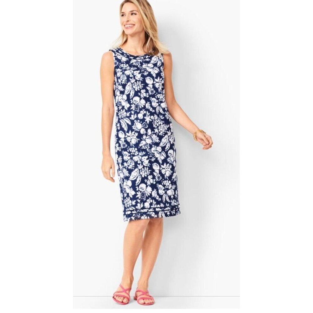 Talbots Lined Mixed Fruit Textured Shift Dress Sz 6 EUC
